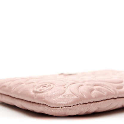 Chanel Goatskin Camellia Embossed Cosmetic Pouch Light Pink 9 of 10