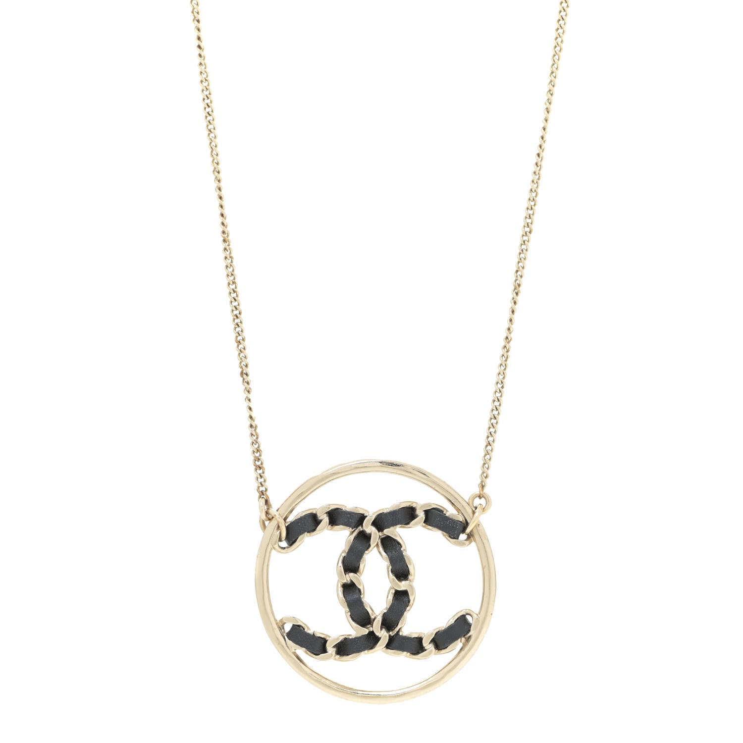 Chanel Lambskin CC Chain Necklace Gold Black 1 of 6