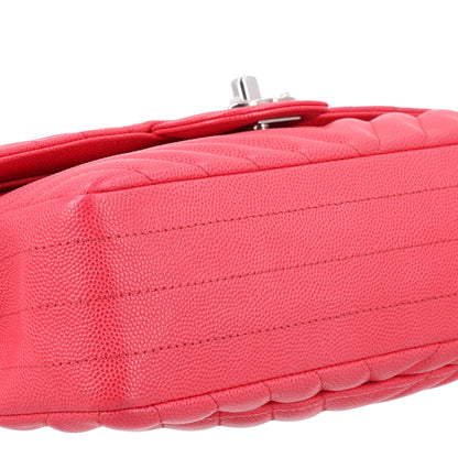 Chanel Caviar Chevron Quilted Small Double Flap Dark Pink 9 of 10