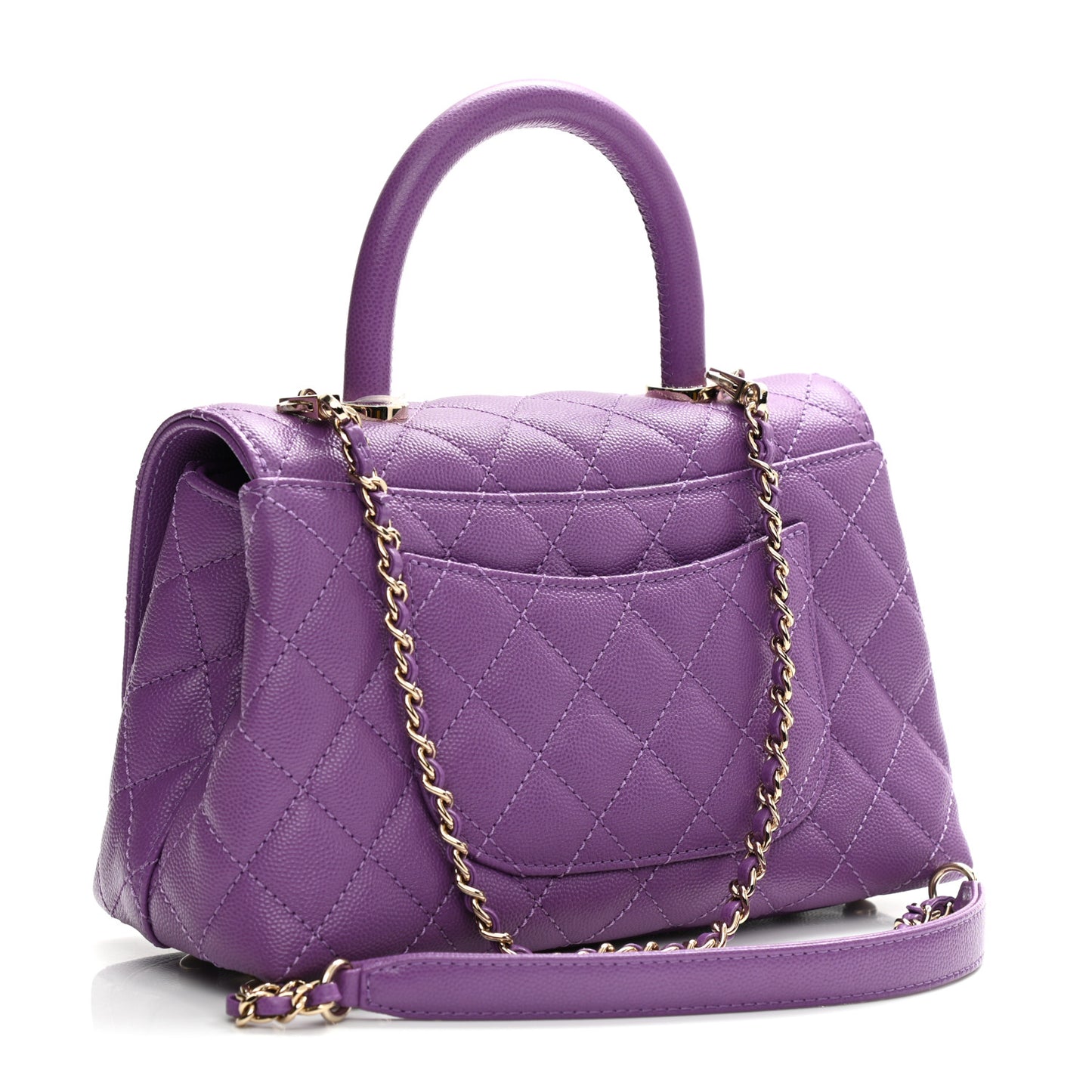 Caviar Quilted Mini Coco Handle Flap Purple