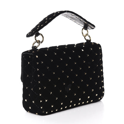 Valentino Garavani Velvet Medium Rockstud Spike Shoulder Bag Black 3 of 10