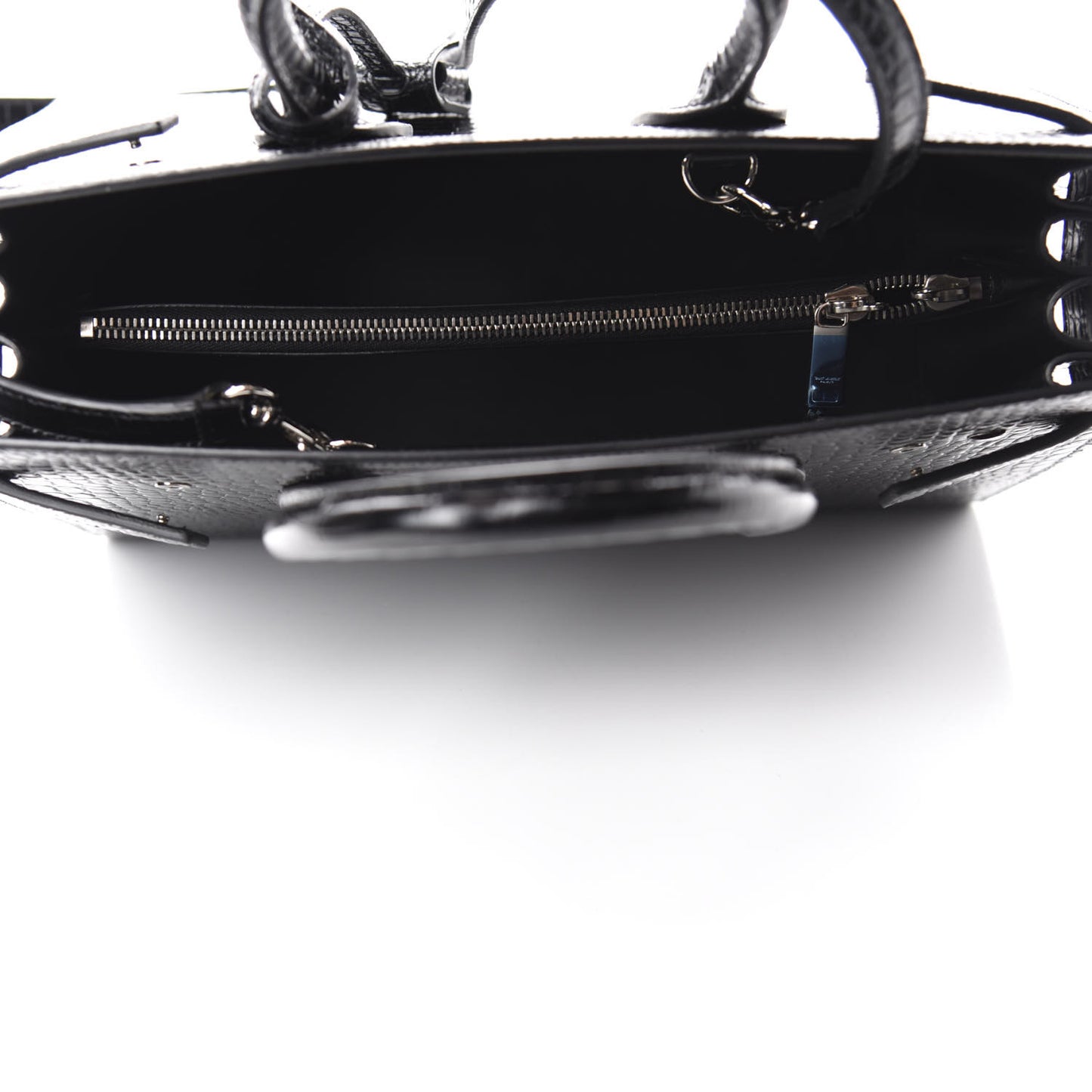 Calfskin Crocodile Embossed Small Sac de Jour Black