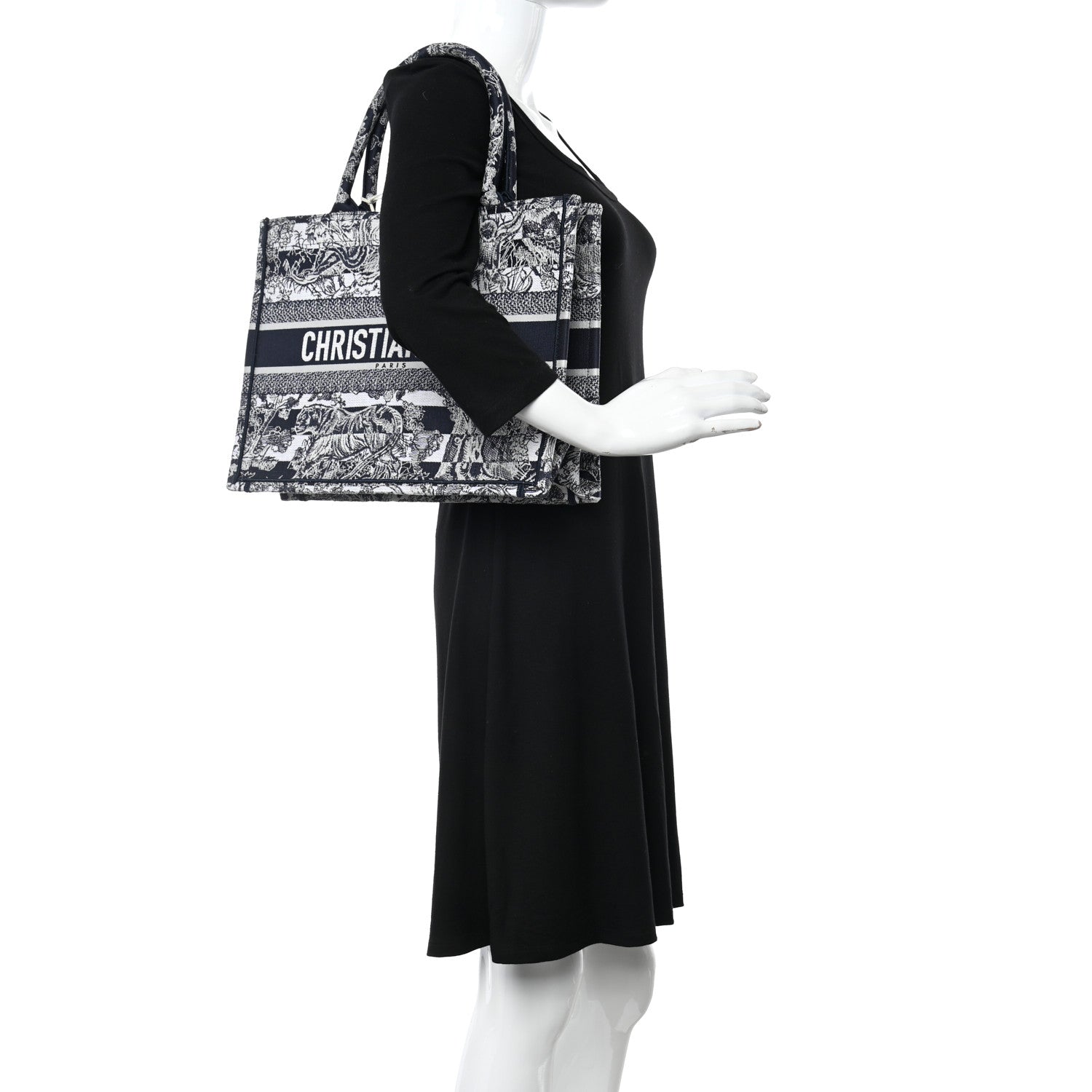 Christian Dior Canvas Embroidered Medium Dioriviera Toile De Jouy Book Tote Blue 2 of 9