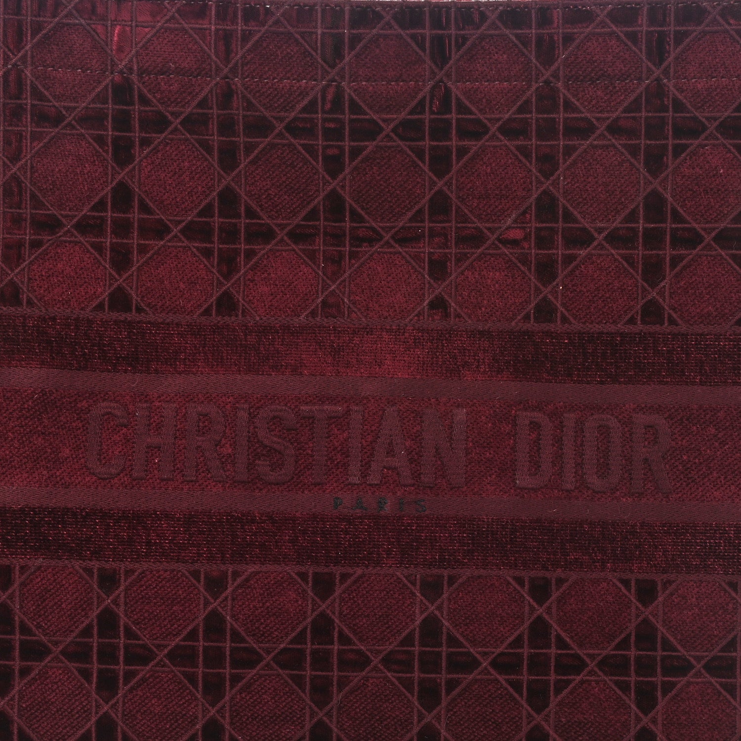 Christian Dior Velvet Cannage Large Book Tote Burgundy 8 of 11