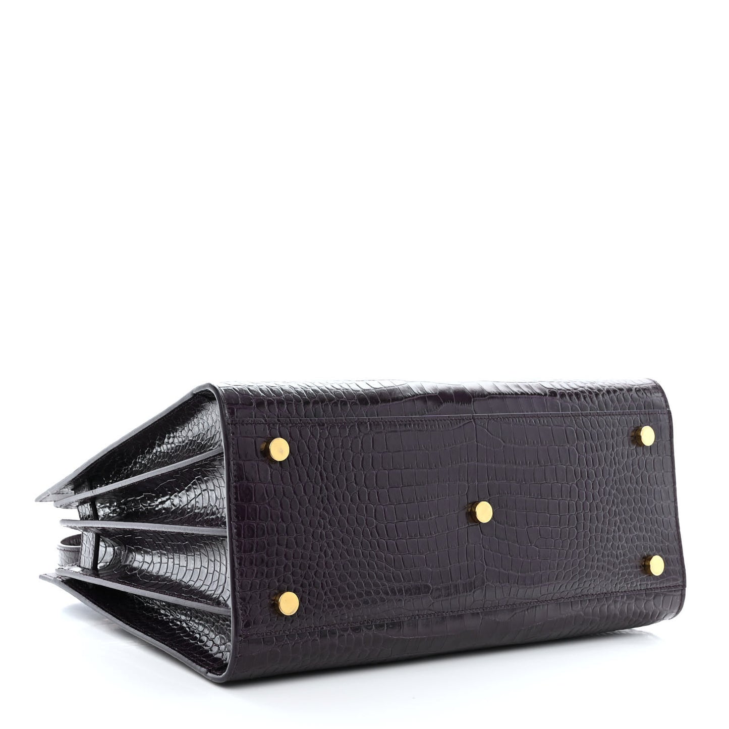 Calfskin Crocodile Embossed Small Sac de Jour Prune