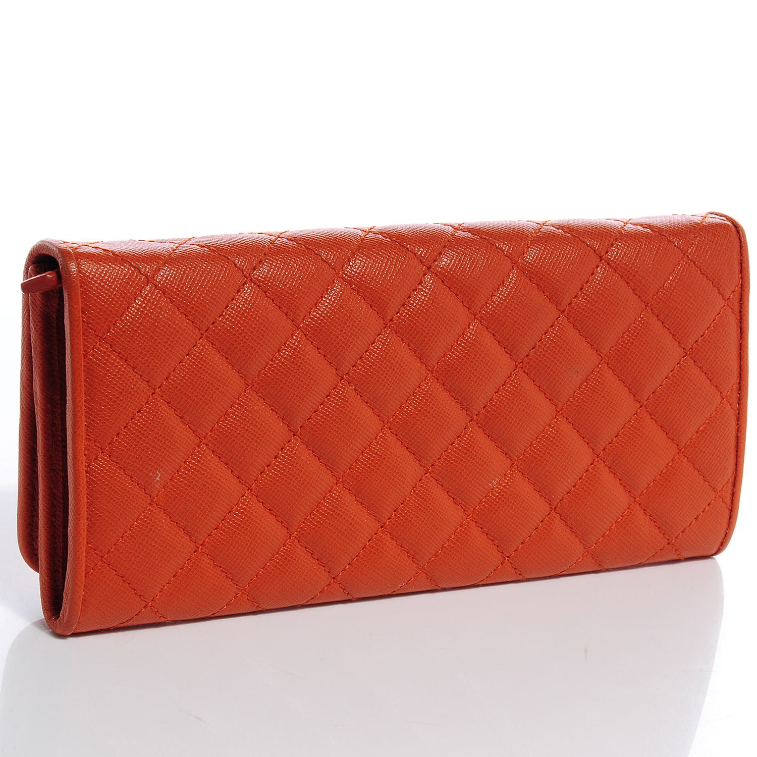 Prada Saffiano Quilted Zip Wallet Papaya 3 of 9