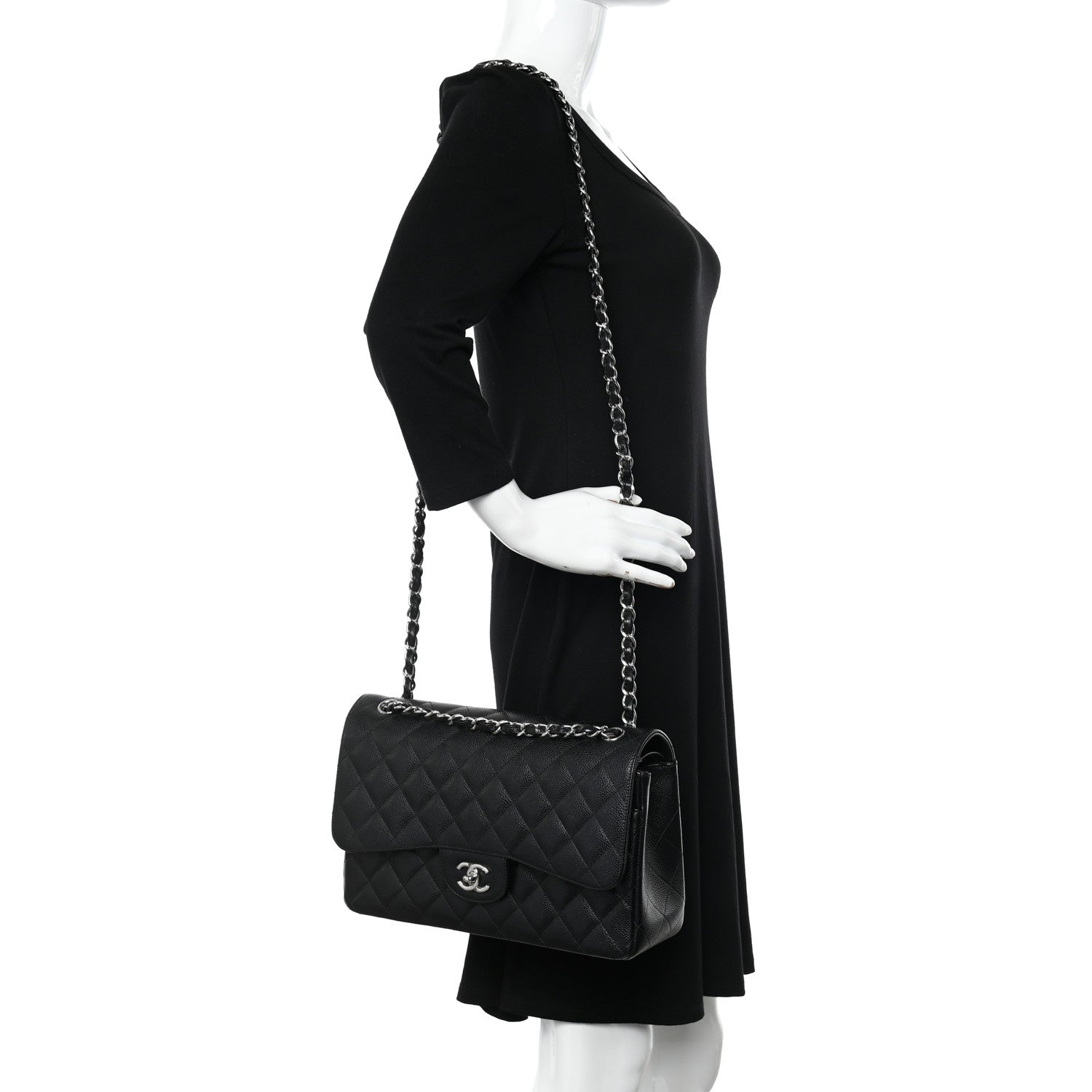 Chanel Caviar Quilted Jumbo Double Flap Black 2 of 10
