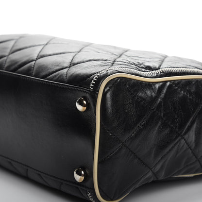 Chanel Glazed Lambskin Quilted Large North South Tote Black 10 of 11