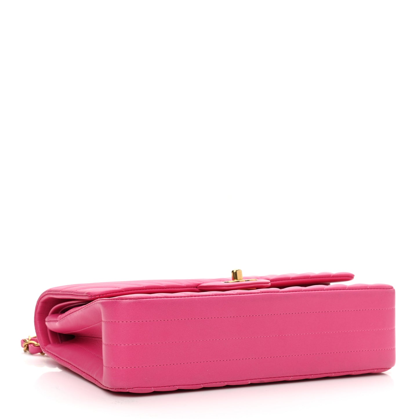 Lambskin Chevron Quilted Medium Double Flap Pink