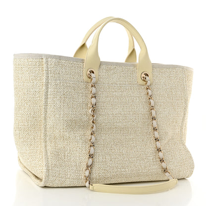 Chanel Mixed Fibers Calfskin Medium Deauville Tote Light Beige 3 of 11