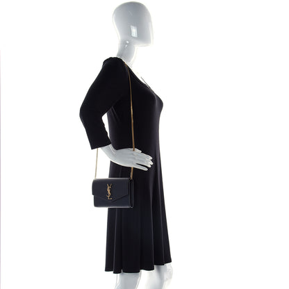 Saint Laurent Grain De Poudre Uptown Chain Wallet Black 2 of 13