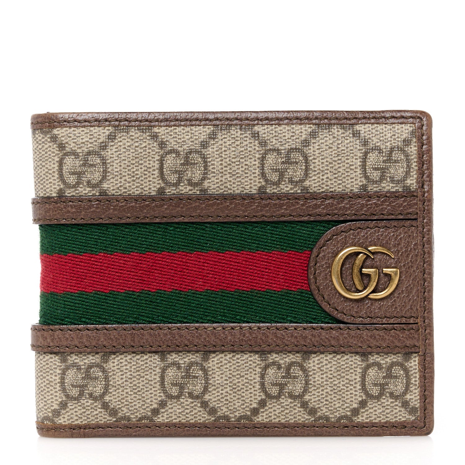 Gucci GG Supreme Monogram Web Mens Ophidia Bi-Fold Coin Wallet Beige New Acero 1 of 11
