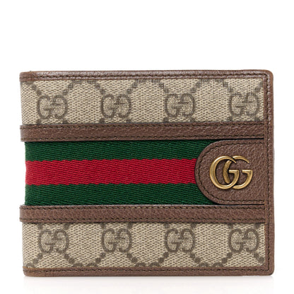 Gucci GG Supreme Monogram Web Mens Ophidia Bi-Fold Coin Wallet Beige New Acero 1 of 11