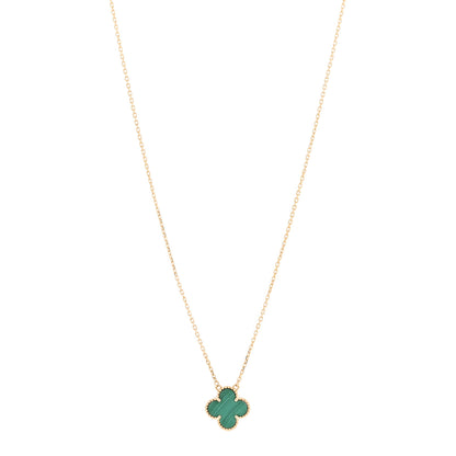 Van Cleef & Arpels 18K Yellow Gold Malachite Vintage Alhambra Pendant Necklace 1 of 7