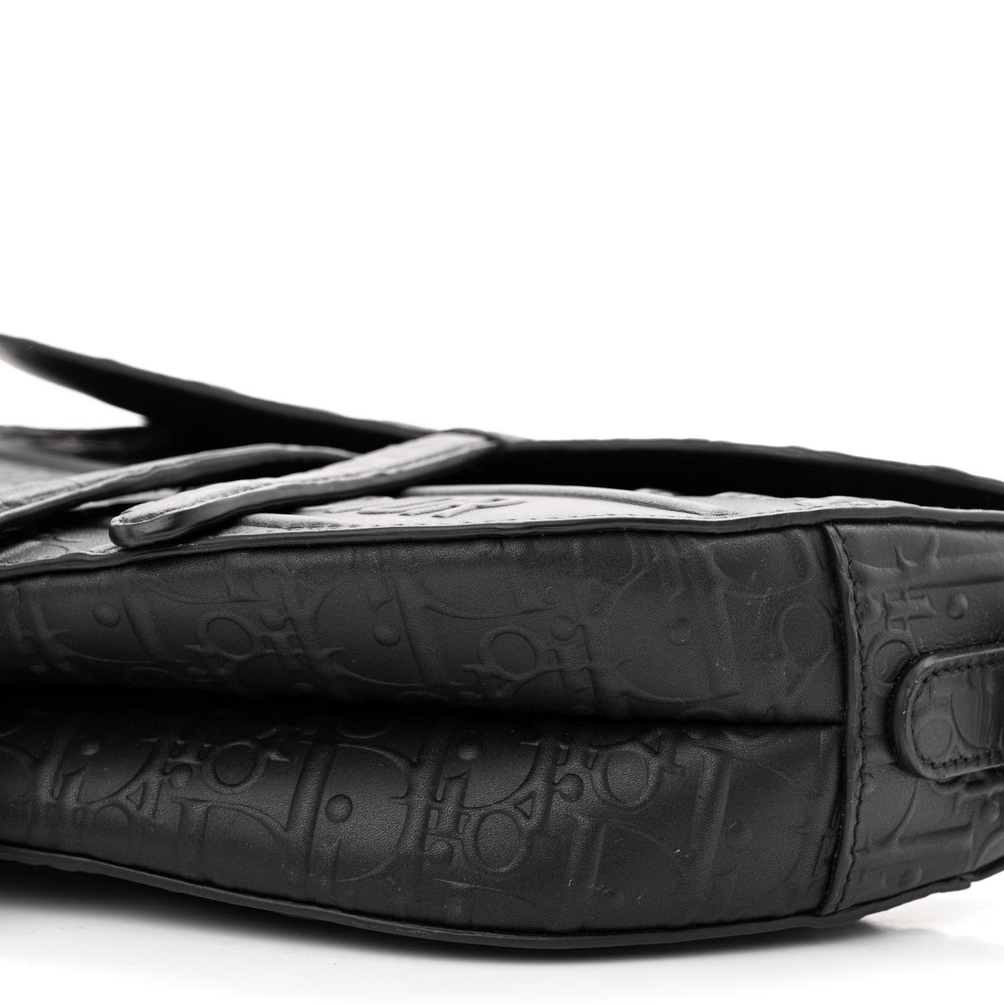 Calfskin Embossed Oblique Saddle Bag Black