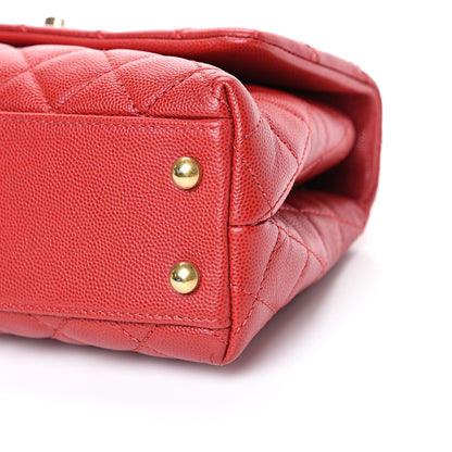 Chanel Caviar Quilted Mini Coco Handle Flap Dark Red 9 of 10