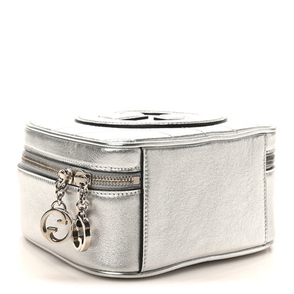 Gucci Metallic Sakai Be Green Calfskin Diagonal Stitched Blondie Top Handle Bag Silver 4 of 10