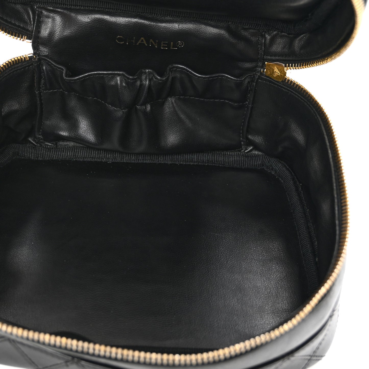 Lambskin Vanity Cosmetic Case Black