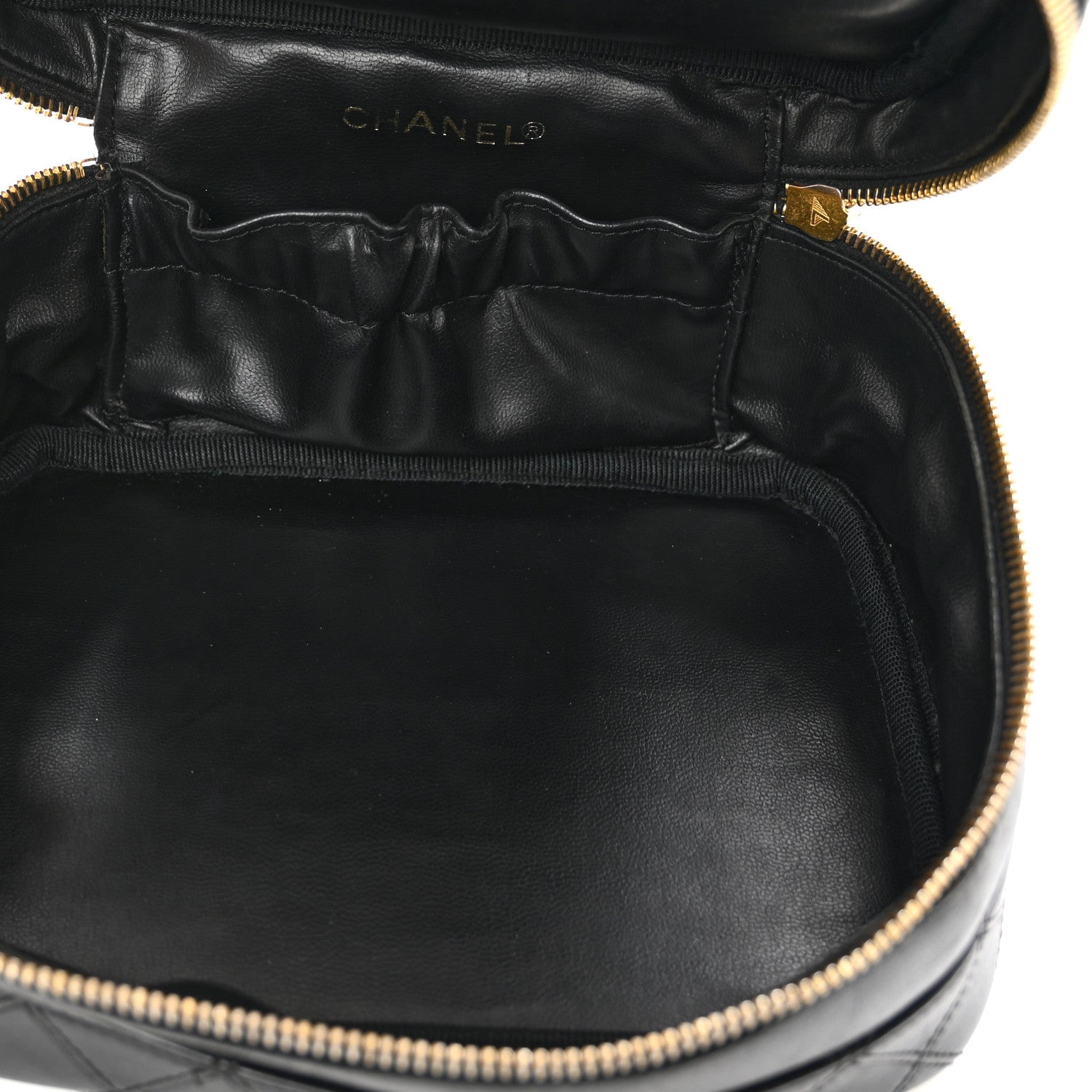 Chanel Lambskin Vanity Cosmetic Case Black 5 of 9