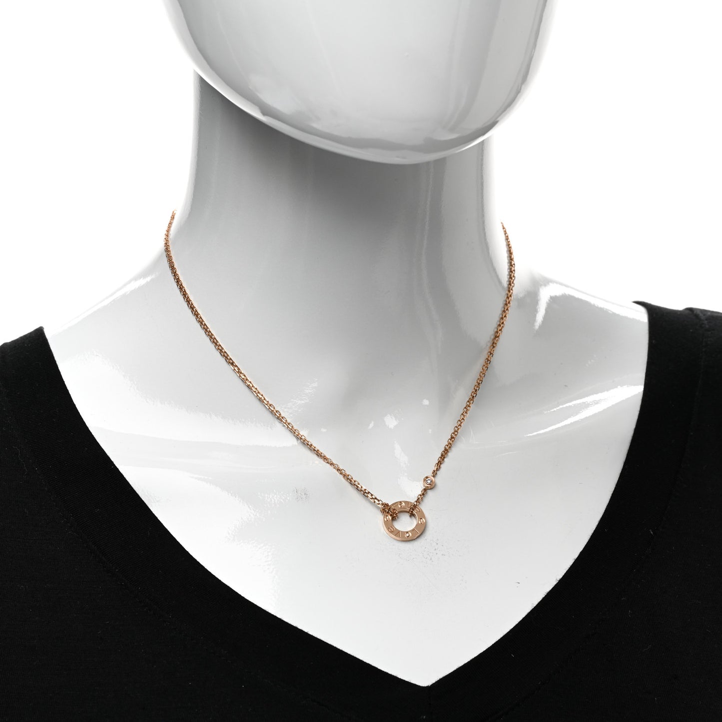 18K Pink Gold 2 Diamond LOVE Necklace