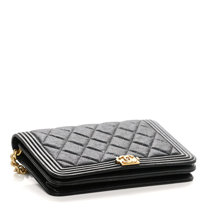Chanel Caviar Quilted Boy Wallet On Chain WOC Black 7 of 29