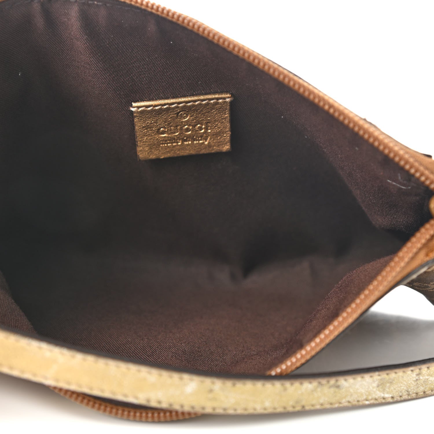 Gucci Satin Monogram D Ring Cosmetic Case Metallic Bronze 4 of 12