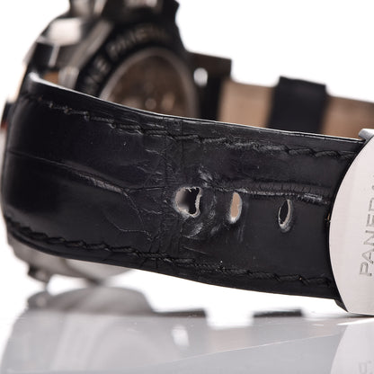 Panerai Stainless Steel Alligator 44mm Luminor Rattrapante 1950 Automatic Watch Black PAM00213 16 of 17