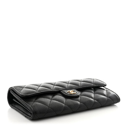 Chanel Caviar Quilted Large Gusset Flap Wallet Black 4 of 12