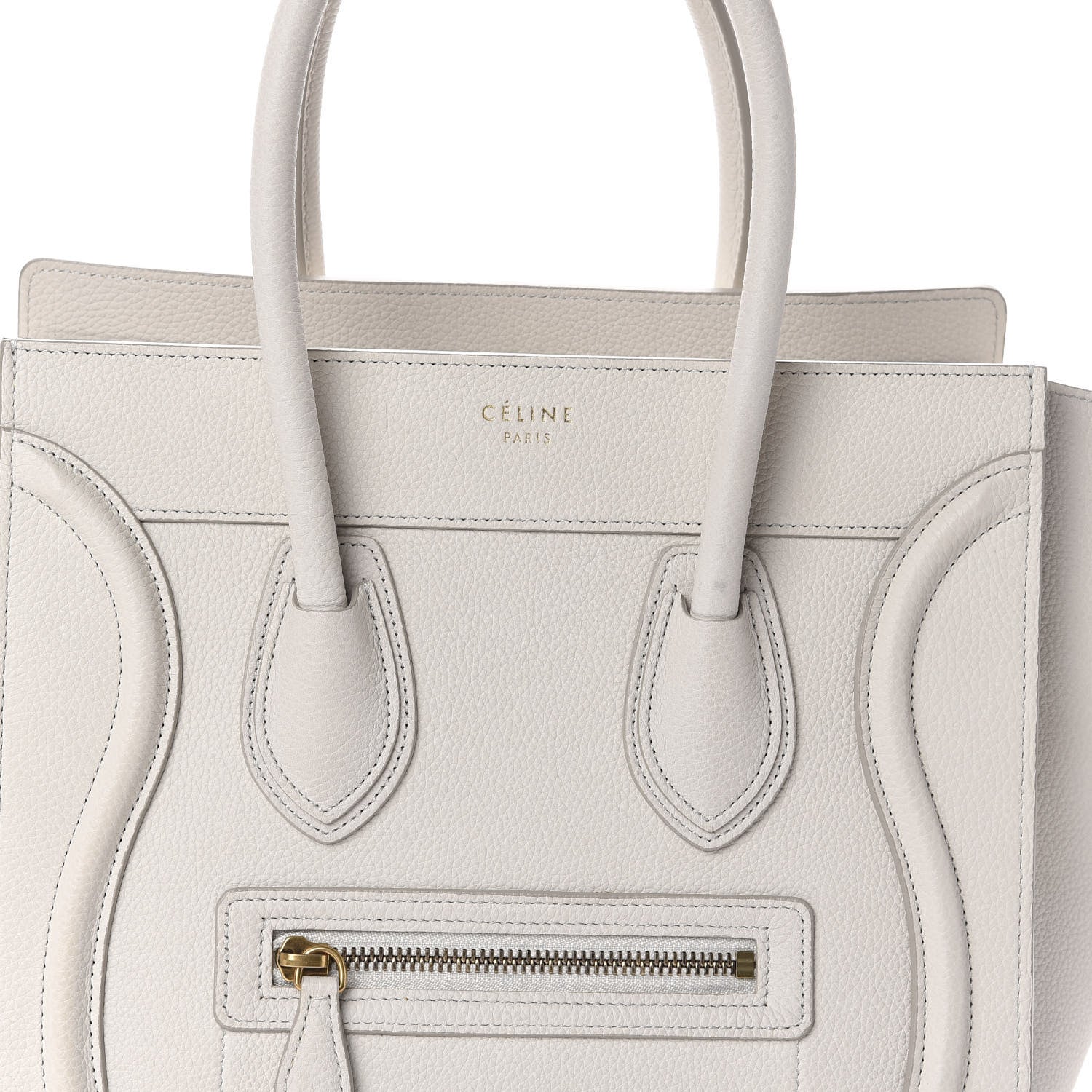 Celine Drummed Calfskin Micro Luggage Chalk 7 of 9