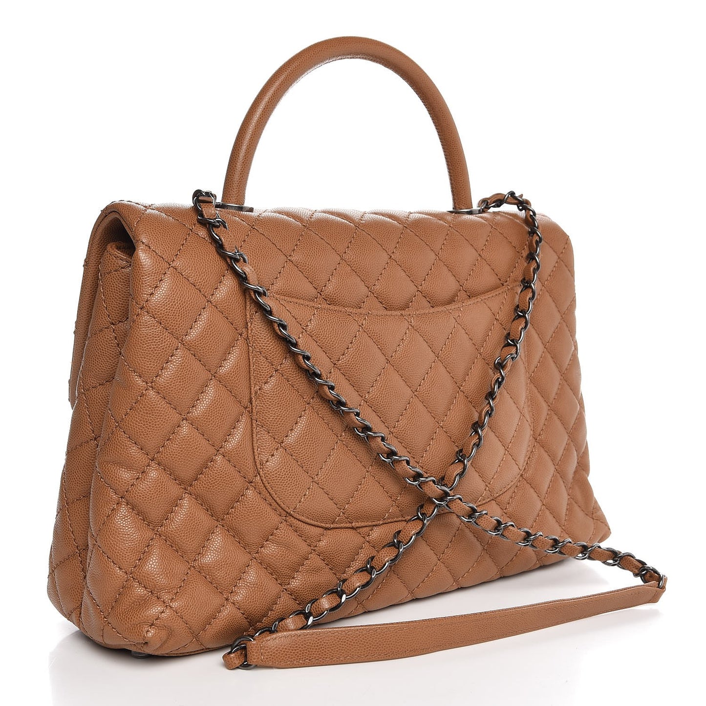 Caviar Quilted Medium Coco Handle Flap Camel