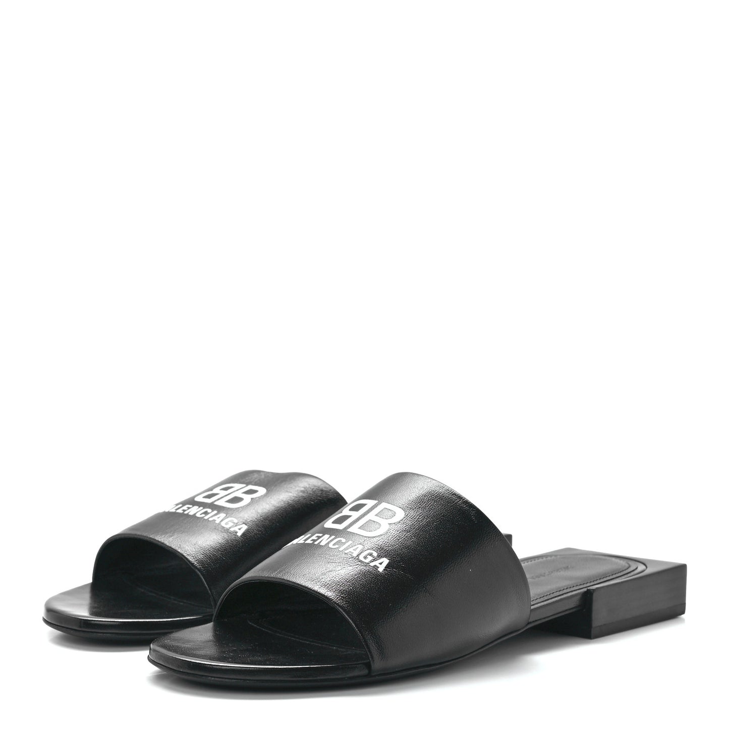 Nappa Soft Box Flat Sandals 36.5 Black White