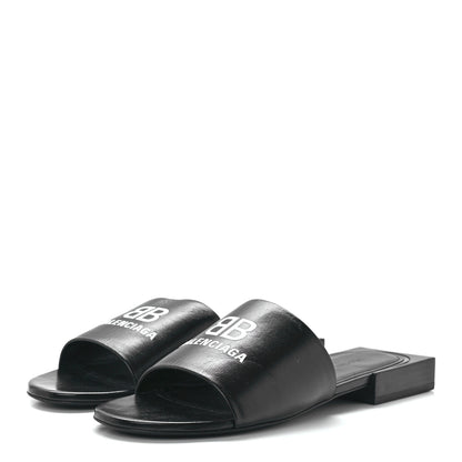 Balenciaga Nappa Soft Box Flat Sandals 36.5 Black White 3 of 9