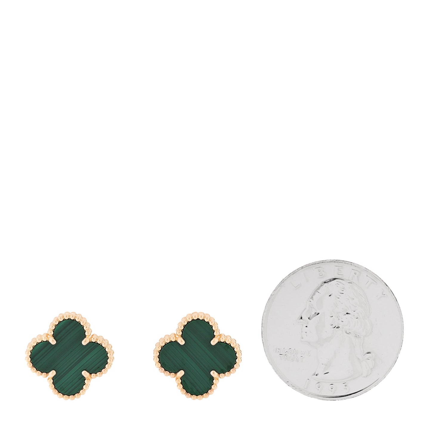 18K Yellow Gold Malachite Vintage Alhambra Earrings