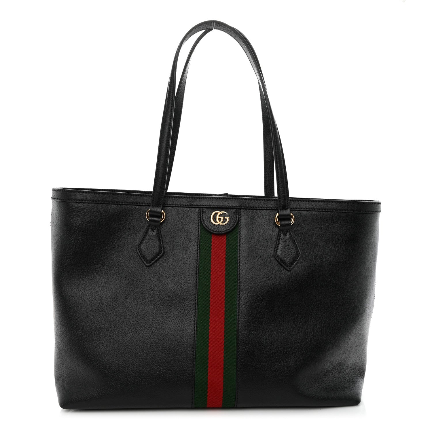 Gucci Textured Calfskin Web Medium Ophidia Shopping Tote Black 1 of 10