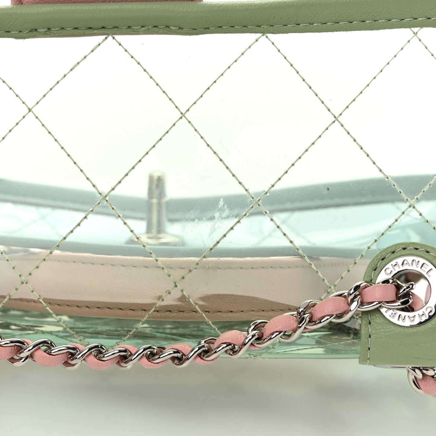 Lambskin PVC Quilted Mini Coco Splash Flap Blue Green