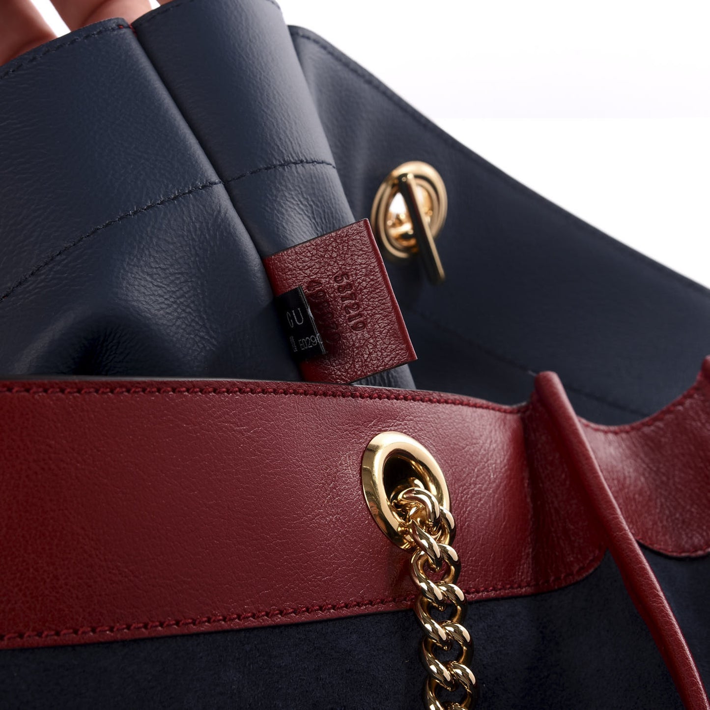 Suede Calfskin Large Rajah Chain Tote New Blue Romantic Cherry