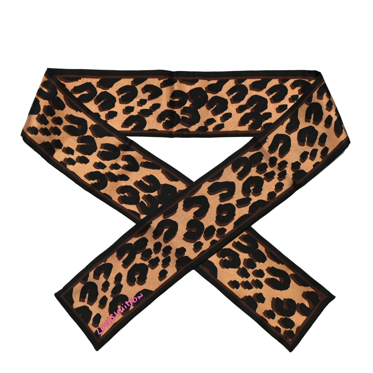 Louis Vuitton Silk Leopard Bandeau Scarf Marron 1 of 3