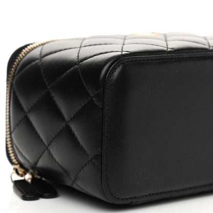 Chanel Lambskin Quilted Small Pearl Crush Vanity Case With Chain Black 10 of 15