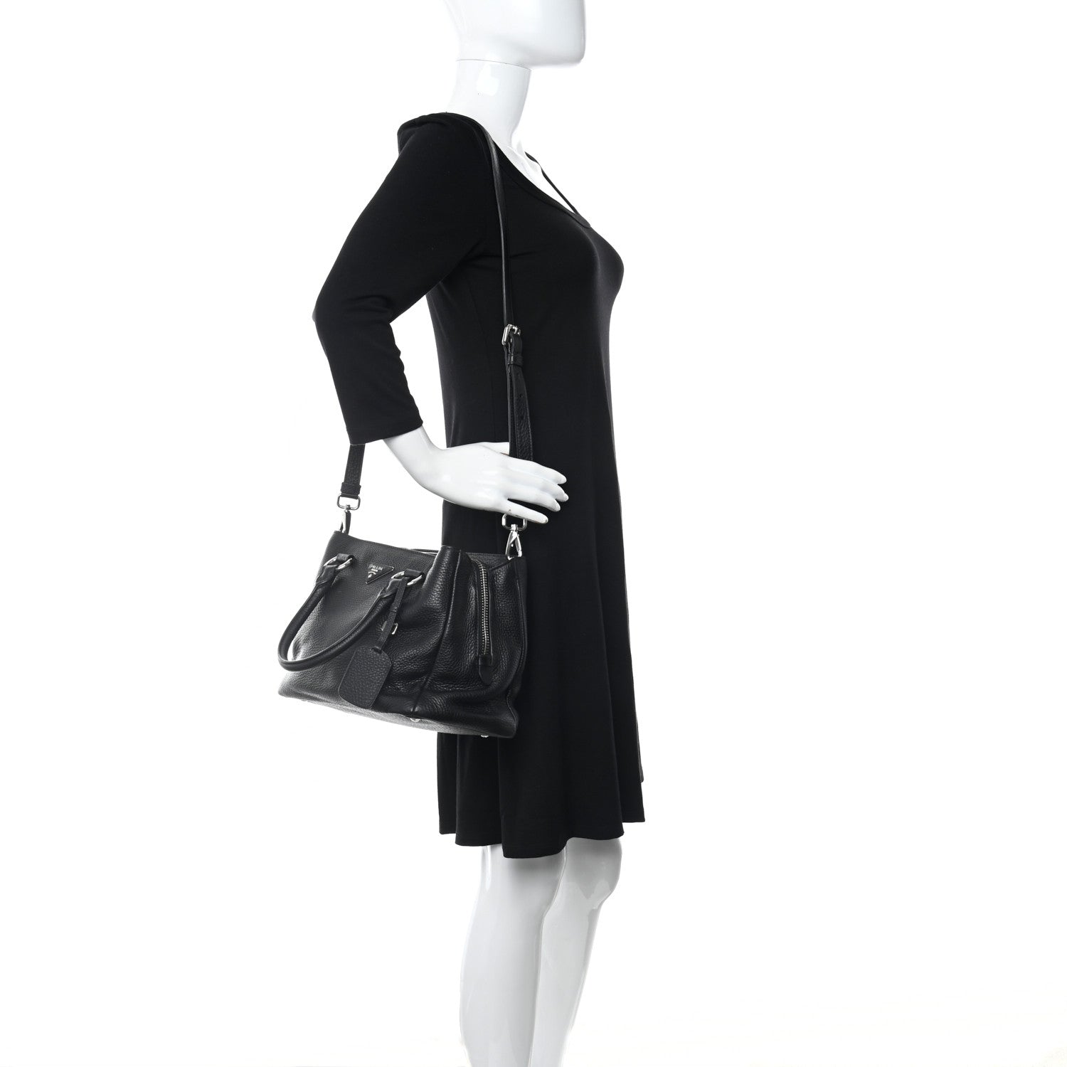 Prada Vitello Daino Tote Black 2 of 9