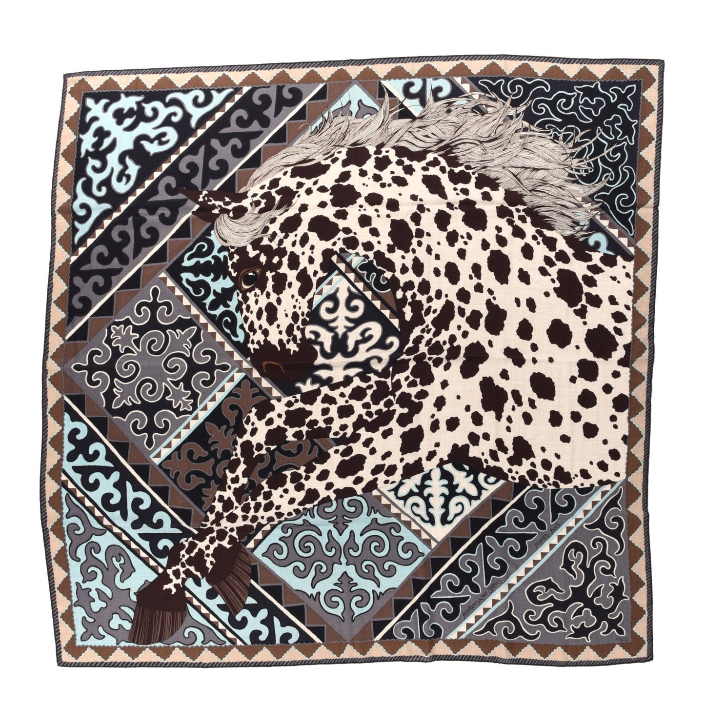 Cashmere Silk Appaloosa Des Steppes Shawl 140 Naturel Marron Ciel