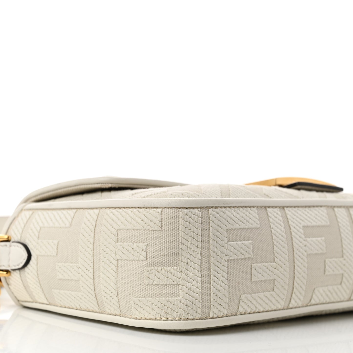 Canvas Vitello King Extra Strap FF Embroidered Baguette White Ice