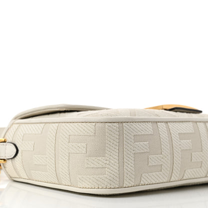 Fendi Canvas Vitello King Extra Strap FF Embroidered Baguette White Ice 6 of 12