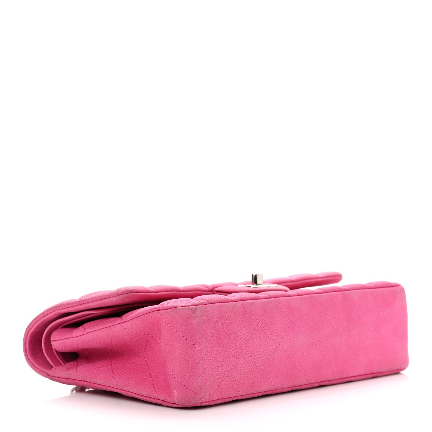 Iridescent Caviar Quilted Medium Double Flap Pink