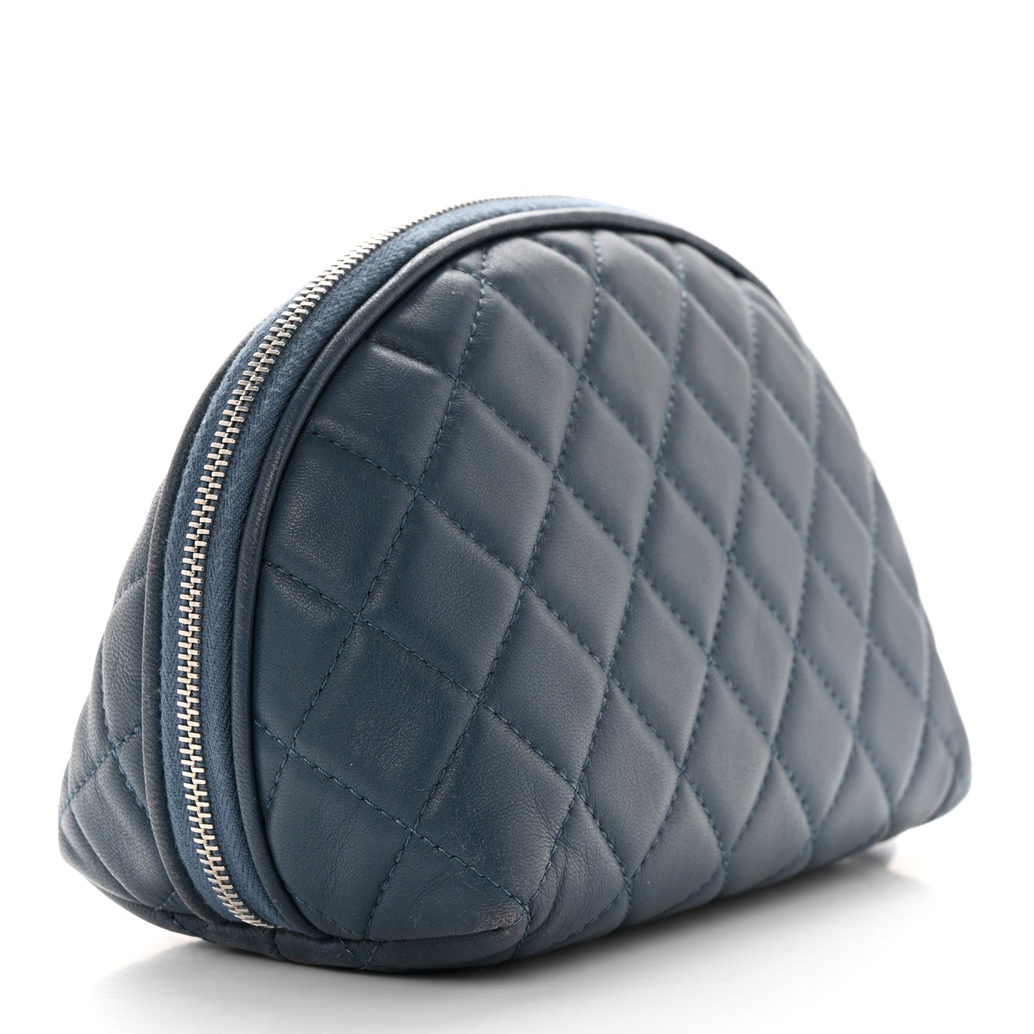 Chanel Lambskin Quilted Small Curvy Pouch Cosmetic Case Navy 3 of 11