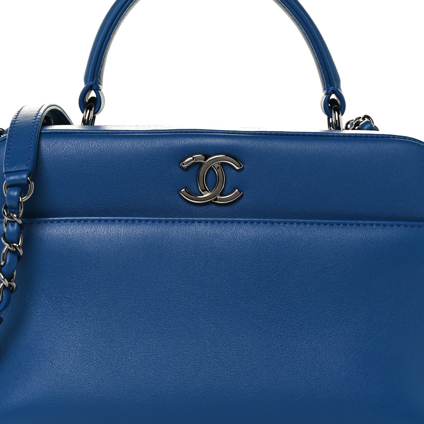 Calfskin Small Trendy CC Bowling Bag Blue
