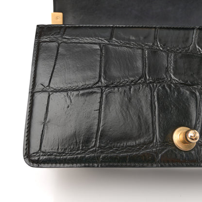 Chanel Calfskin Crocodile Embossed Graffiti Cocodile Medium Boy Flap Black Gold 12 of 16