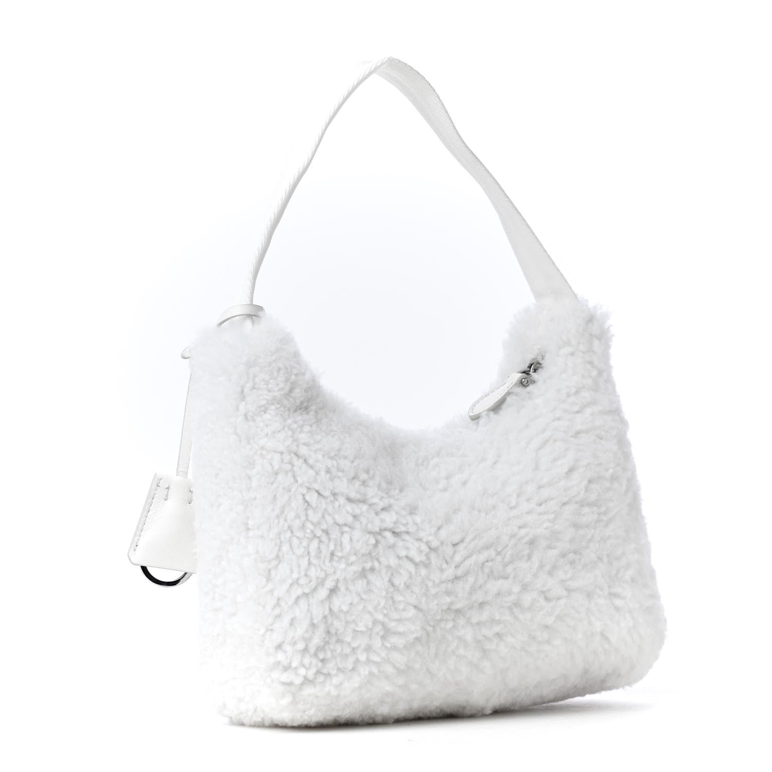 Prada Shearling Mini Re-Edition 2000 Bag White 3 of 8
