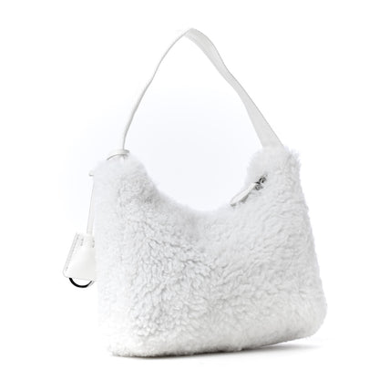Prada Shearling Mini Re-Edition 2000 Bag White 3 of 8