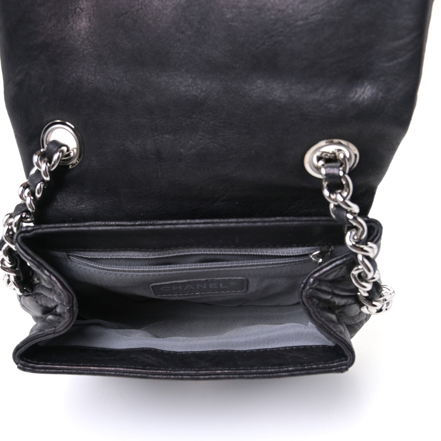 Chanel Washed Lambskin Quilted Mini Chain Around Flap Black 4 of 5