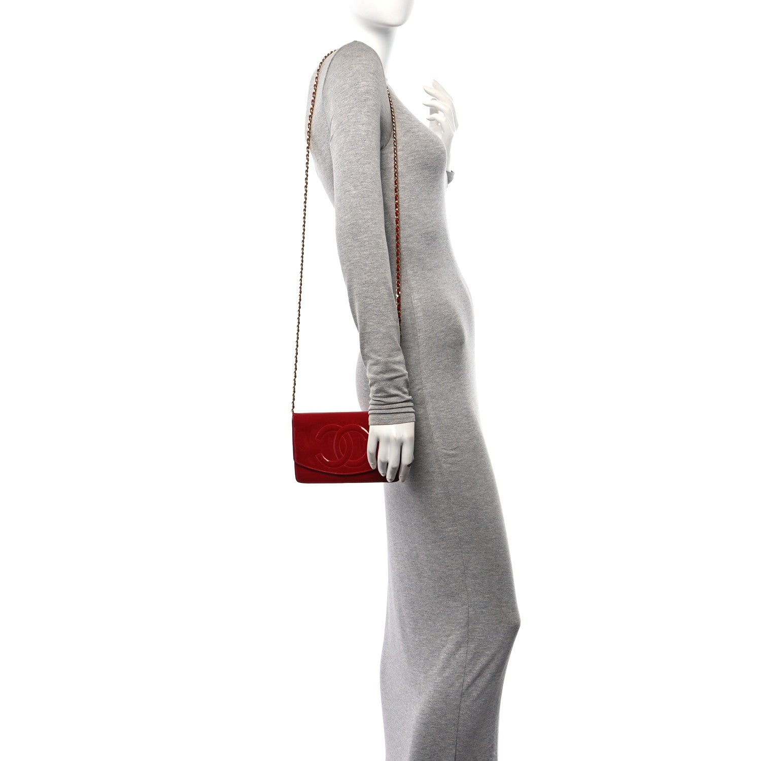 Chanel Patent Timeless CC Wallet On Chain WOC Red 3 of 12